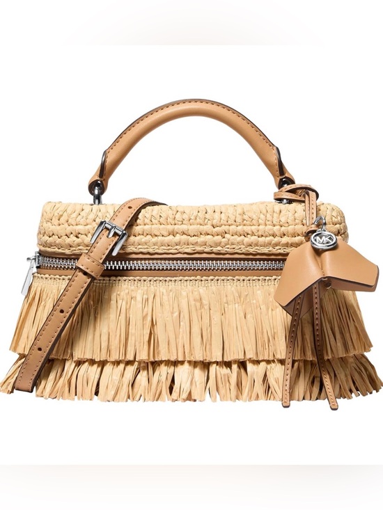 Michael Kors Handbags - NWOT Michael Kors Jana Extra Small Raffia Fringe Shoulder Bag in Tan